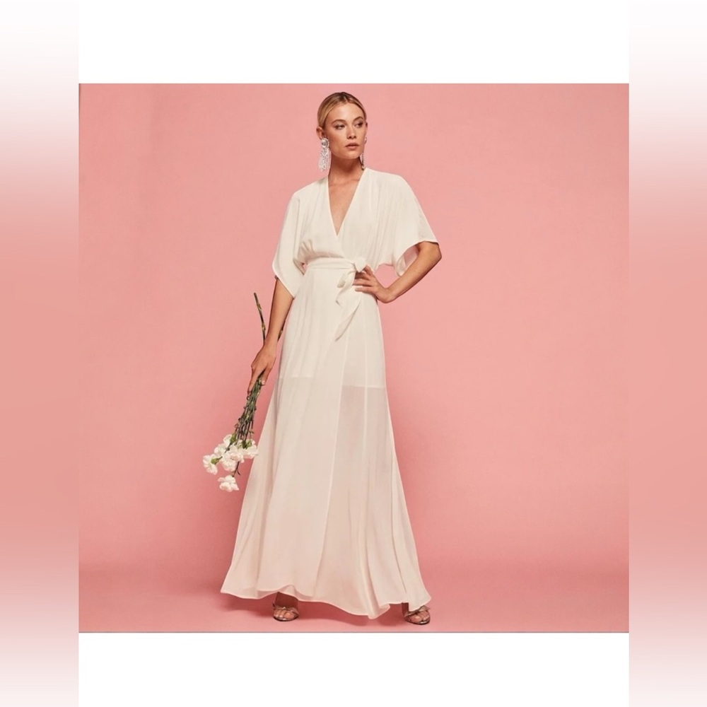 Reformation Cream Wrap Dress